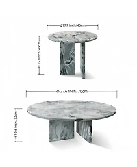 Streamdale Furniture Streamdale Blue Gray Marble Coffee Table Set