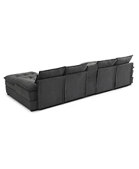 Streamdale Furniture 130" U-Shaped Sofa with Console, Cupholders, Sleeper Couch, Chaise (Grey)