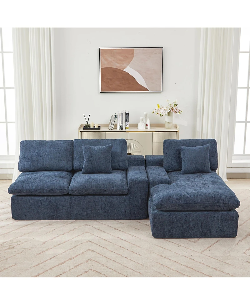 Streamdale Furniture Cloud Sectional Sofa 107.9" Blue