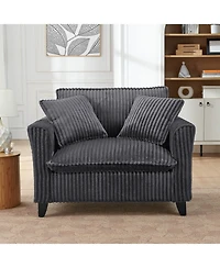 Streamdale Furniture Streamdale Gray Corduroy Lazyman Sofa Chair