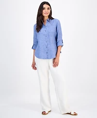 Charter Club Petite 100% Linen Button-Front Shirt, Created for Macy's