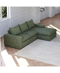 Streamdale Furniture 99" Corduroy Sectional Sofa with Chaise & 3 Pillows