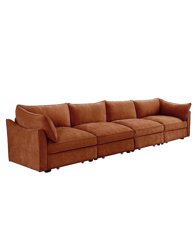 Streamdale Furniture Orange Chenille Sofa Couch with Storage Drawers