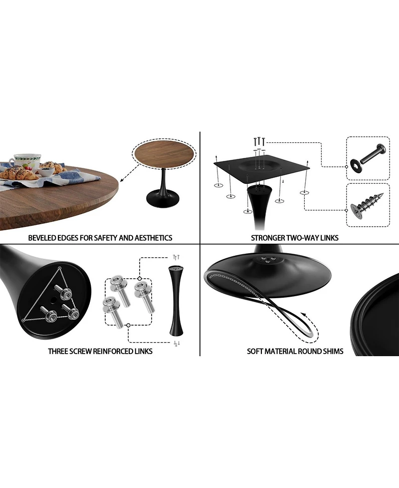 Streamdale Furniture 31.5" Walnut Round Dining Table - Tulip Base