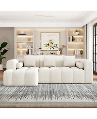 Streamdale Furniture 101" Sectional Sofa Modular Couch with Deep Seating & Pockets, Beige