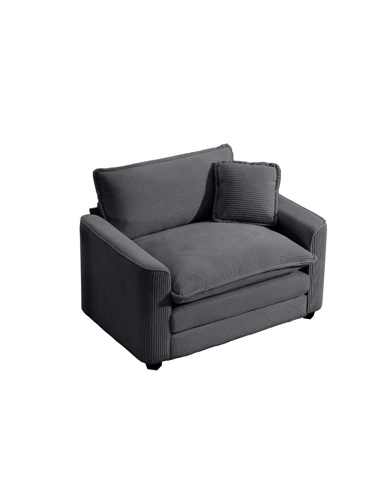Streamdale Furniture Grey Corduroy Deep Seat Chair with Pillow