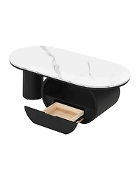 Streamdale Furniture Modern Oval Coffee Table w/ Storage Drawer