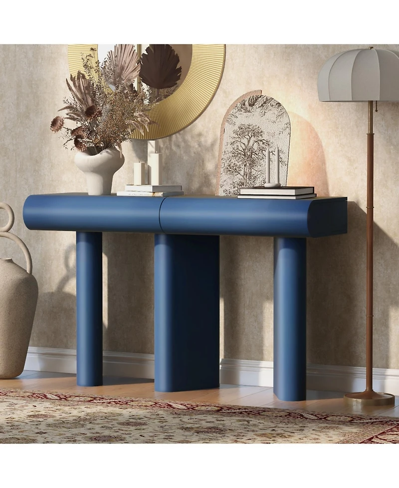 Streamdale Furniture Modern Blue Entryway Table with Drawers & Geometric Legs