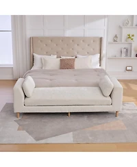 Streamdale FurnitureUpholstered End of Bed Bench with Armrests & Bolsters - Beige