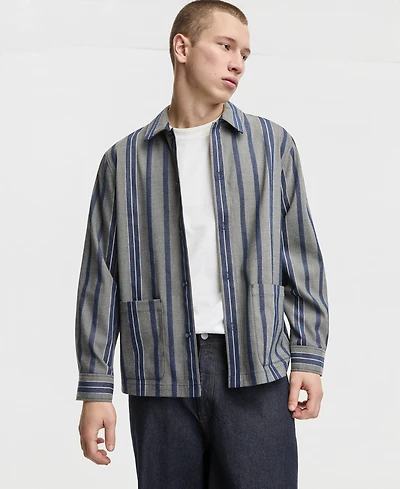 Mode of One Men's Relaxed-Fit Striped Overshirt, Macy's Exclusive