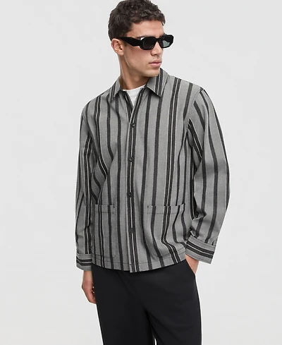 Mode of One Men's Relaxed-Fit Striped Overshirt, Macy's Exclusive