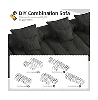 Streamdale Furniture Modern Oversized Chenille Sectional Sofa with 6 Pillows, Black