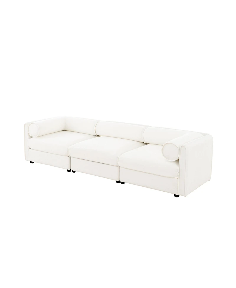 Streamdale Furniture Chenille Sofa with Storage, Cylindrical Back & Arms