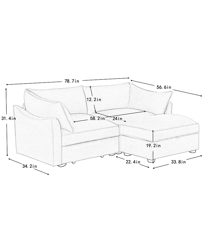 Streamdale Furniture 2-Seater Sofa with Storage Footstool