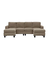 Streamdale Furniture Savannah Modular Corduroy Sectional Sofa with Ottoman