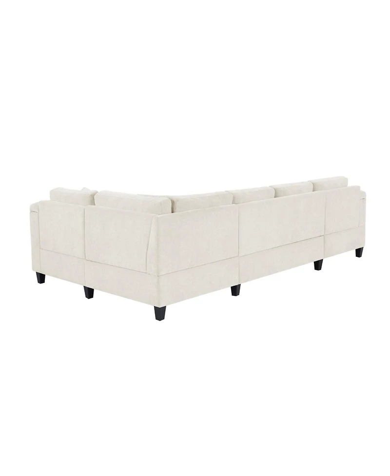 Streamdale Furniture Modern U-Shaped Sectional Sofa with Usb & Storage, Beige