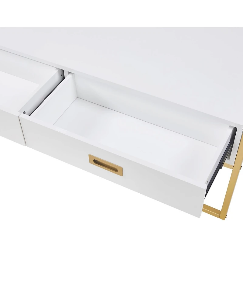 Streamdale Furniture Modern Rectangular Coffee Table with 4 Drawers and Gold Base 47.3"