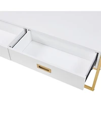 Streamdale Furniture Modern Rectangular Coffee Table with 4 Drawers and Gold Base 47.3"