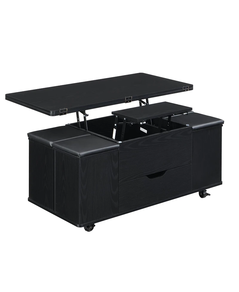 Streamdale Furniture + 5-Piece Wood Lift-Top with Storage & Casters Coffee Table Set