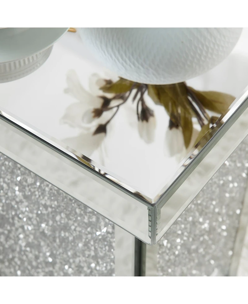Streamdale Furniture Mirrored Crystal End Table - Modern Accent Side Table
