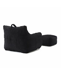 Streamdale Furniture Giant Plush Bean Bag Chair w/ Footstool - Comfy Black Lounge Sofa