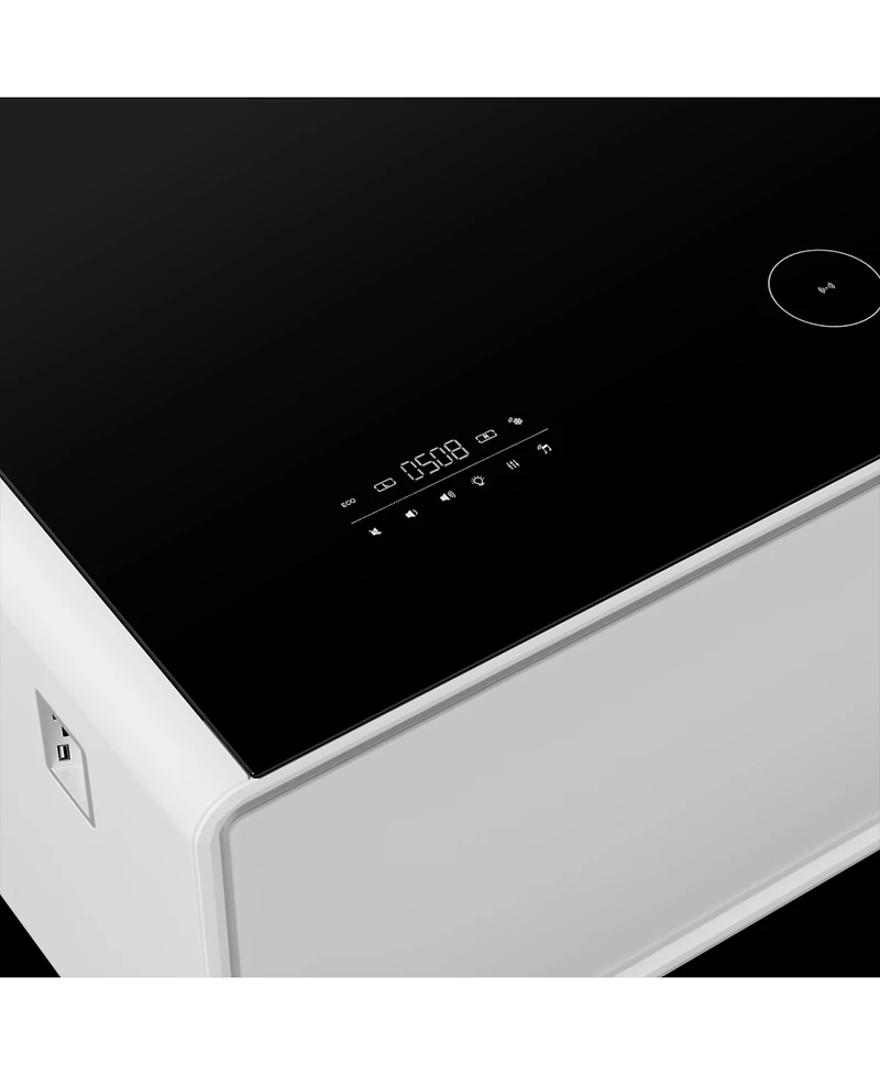 Streamdale Furniture Smart Coffee Table Fridge/Freezer, Bluetooth, Wireless Charge, Usb, Light - White