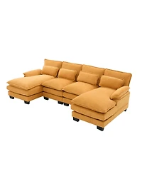 Streamdale U Shaped Cloud Couch, 110" Chenille Sectional Sofa with Double Chaise