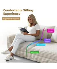 Streamdale Furniture Plush Corduroy 4-Seat Sofa with Ottoman - Beige