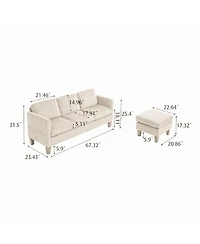 Streamdale Furniture L-Shaped Corduroy Sofa- Modern Design, Easy Assembly