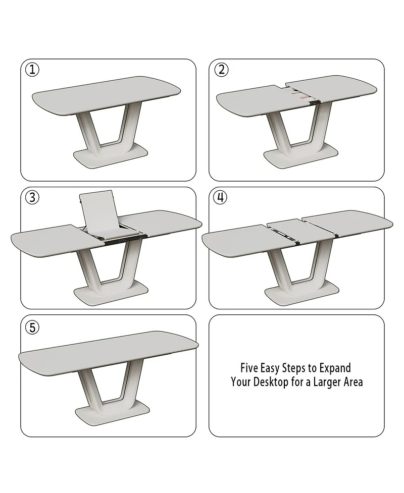 Streamdale Furniture Mdf Expandable Dining Table, U-Legs, Home/Office