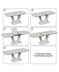 Streamdale Furniture Mdf Expandable Dining Table, U-Legs, Home/Office