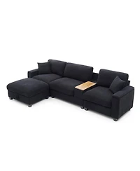 Streamdale Furniture Streamdale Oversized L-Shaped Sectional Sofa with Drop Down Table & Storage Ottoman
