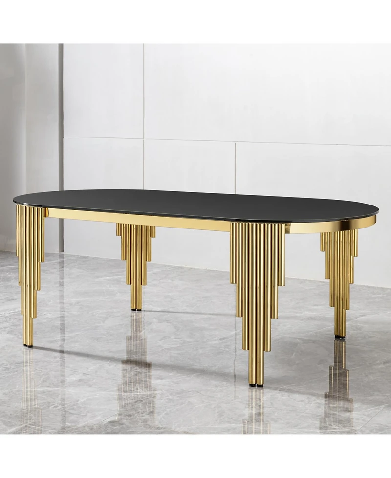 Streamdale Furniture Streamdale Glass Top Oval Dining Table