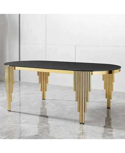 Streamdale Furniture Streamdale Glass Top Oval Dining Table