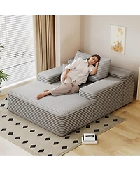 Streamdale Furniture Chaise Lounge Chair Indoor Oversized Sofa Bed Sleeper Couch Plush Faux Fur