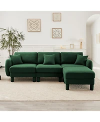 Streamdale Boucle Convertible Sectional Sofa with Ottoman - Green