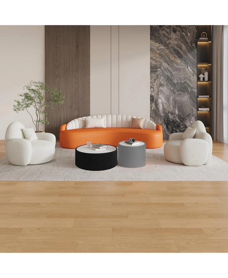 Streamdale Furniture Light Marble Top Leather Coffee Table