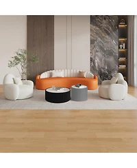 Streamdale Furniture Light Marble Top Leather Coffee Table