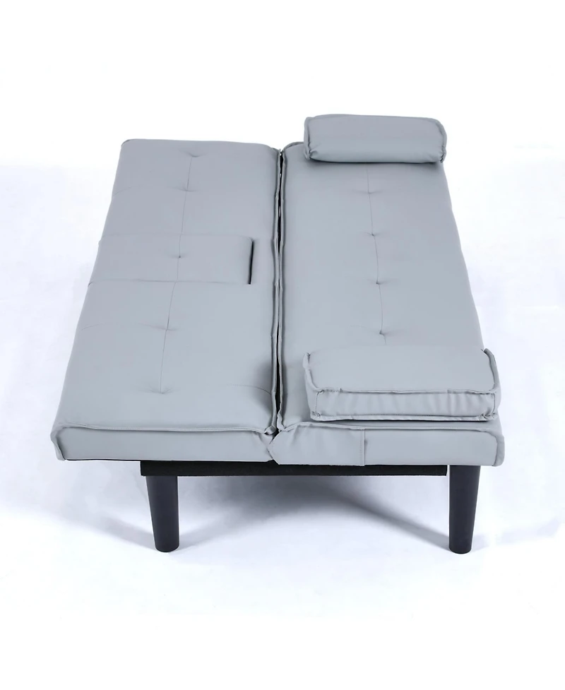 Streamdale Furniture 67" Pvc Sofa Bed with Foldable Design & Cup Holders