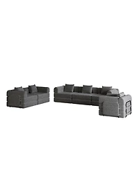 Streamdale Furniture + 6-Seater + Chenille + Convertible with Storage + Sofa Bed