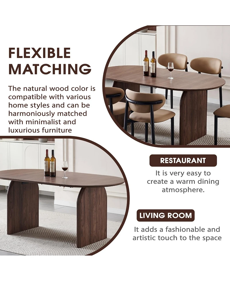 Streamdale Furniture Streamdale Modern Oval Wooden Dining Table - Double Column Design