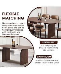 Streamdale Furniture Streamdale Modern Oval Wooden Dining Table - Double Column Design