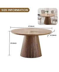 Streamdale Furniture Modern Round Wooden Dining Table - Space Saving