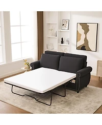 Streamdale Furniture Sleeper Sofa Bed, Pull Out Couch, 2-Seater Linen Convertible Sofa, Dark Gray