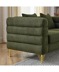 Streamdale Furniture 81" Oversized 3-Seater Sectional Sofa, Green Teddy