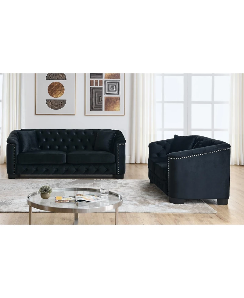 Streamdale Furniture 3-seater + 2-seater Combination sofa.Velvet black