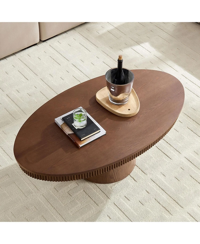 Streamdale Furniture Modern Oval Handcraft Drum Coffee Table