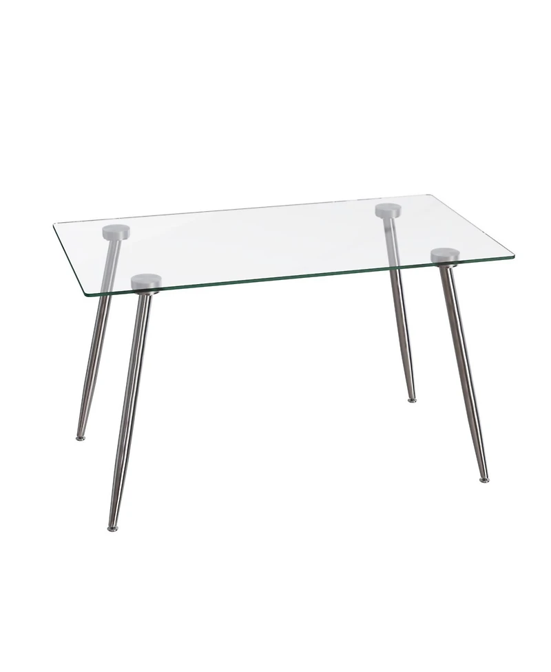 Streamdale Furniture Glass Dining Table with Silver Metal Legs