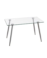 Streamdale Furniture Glass Dining Table with Silver Metal Legs