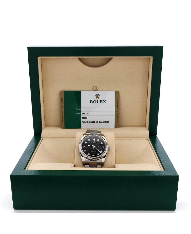 Pre-Owned Rolex Oyster Perpetual Datejust Automatic Watch in Stainless Steel and White Gold with Diamond Markers 36mm